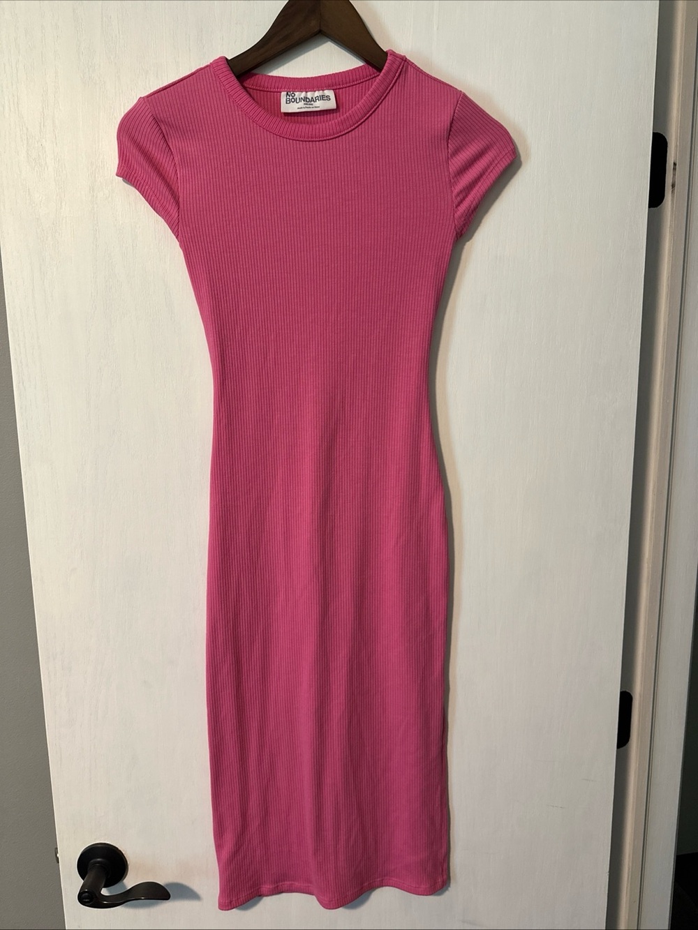 No Boundaries Hot Pink Ribbed Midi Dress